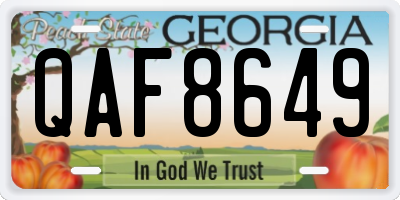 GA license plate QAF8649