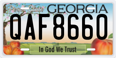 GA license plate QAF8660