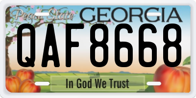 GA license plate QAF8668