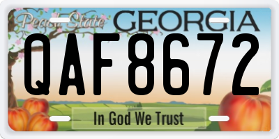 GA license plate QAF8672
