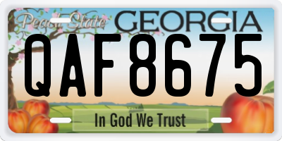 GA license plate QAF8675