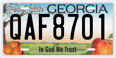 GA license plate QAF8701