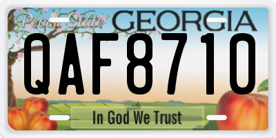 GA license plate QAF8710