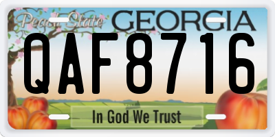 GA license plate QAF8716