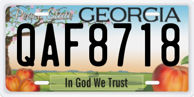 GA license plate QAF8718