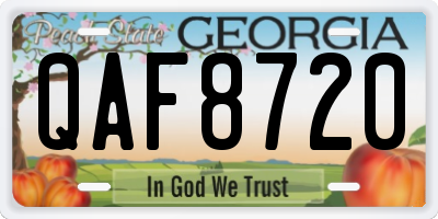 GA license plate QAF8720