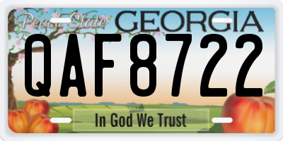 GA license plate QAF8722