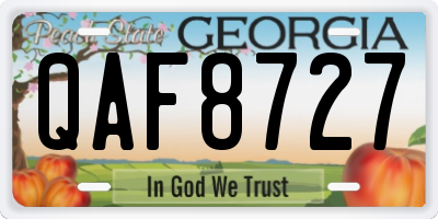 GA license plate QAF8727