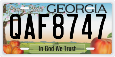 GA license plate QAF8747