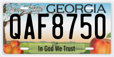 GA license plate QAF8750