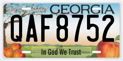 GA license plate QAF8752