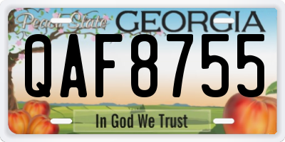 GA license plate QAF8755