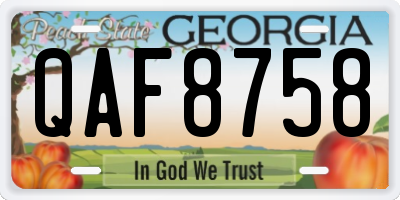 GA license plate QAF8758