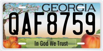 GA license plate QAF8759