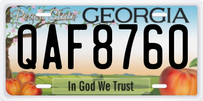 GA license plate QAF8760