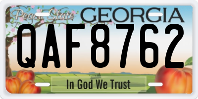 GA license plate QAF8762