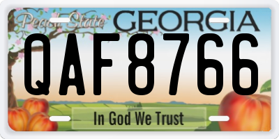 GA license plate QAF8766