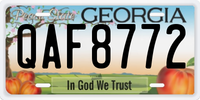 GA license plate QAF8772
