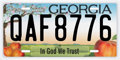 GA license plate QAF8776