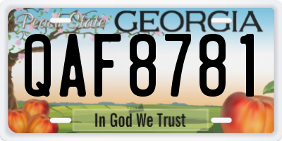 GA license plate QAF8781