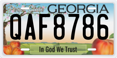 GA license plate QAF8786
