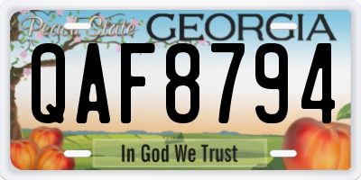 GA license plate QAF8794