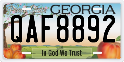 GA license plate QAF8892
