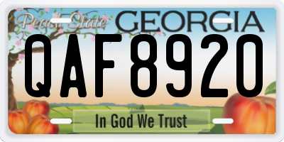 GA license plate QAF8920