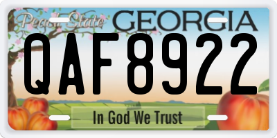 GA license plate QAF8922