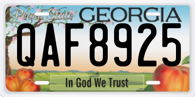 GA license plate QAF8925