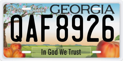 GA license plate QAF8926