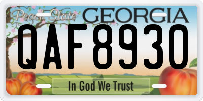GA license plate QAF8930
