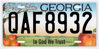 GA license plate QAF8932