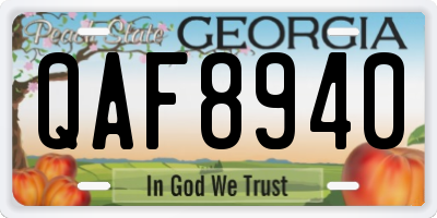 GA license plate QAF8940