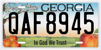 GA license plate QAF8945