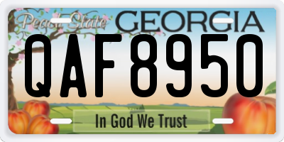 GA license plate QAF8950