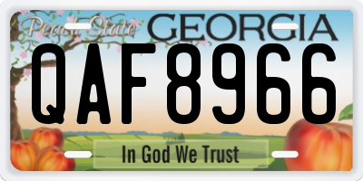 GA license plate QAF8966