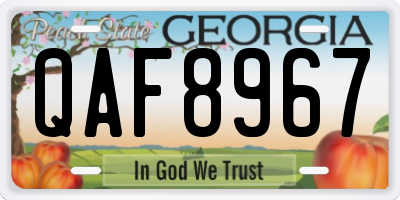 GA license plate QAF8967