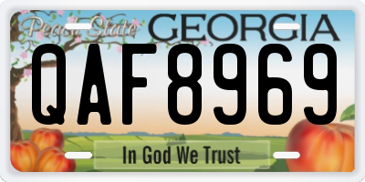 GA license plate QAF8969