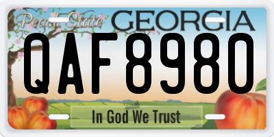GA license plate QAF8980