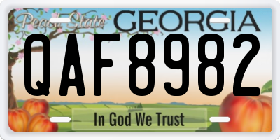 GA license plate QAF8982