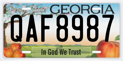 GA license plate QAF8987