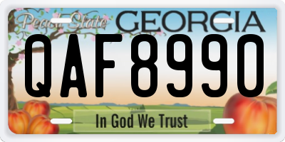GA license plate QAF8990