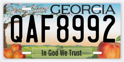 GA license plate QAF8992