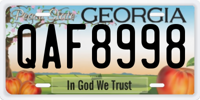 GA license plate QAF8998