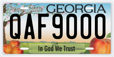 GA license plate QAF9000