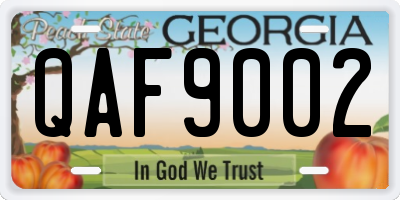 GA license plate QAF9002