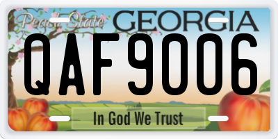 GA license plate QAF9006