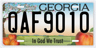 GA license plate QAF9010