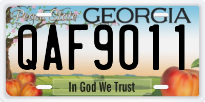 GA license plate QAF9011